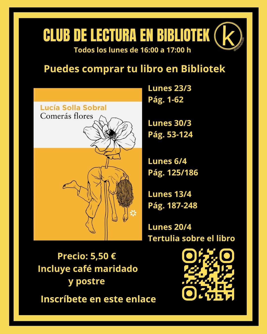 Club de Lectura Bibliotek · «Comerás flores»